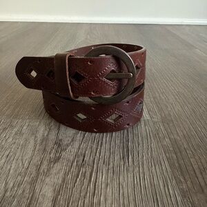 Dockers Dark Brown Leather Belt with Diamond Cutouts